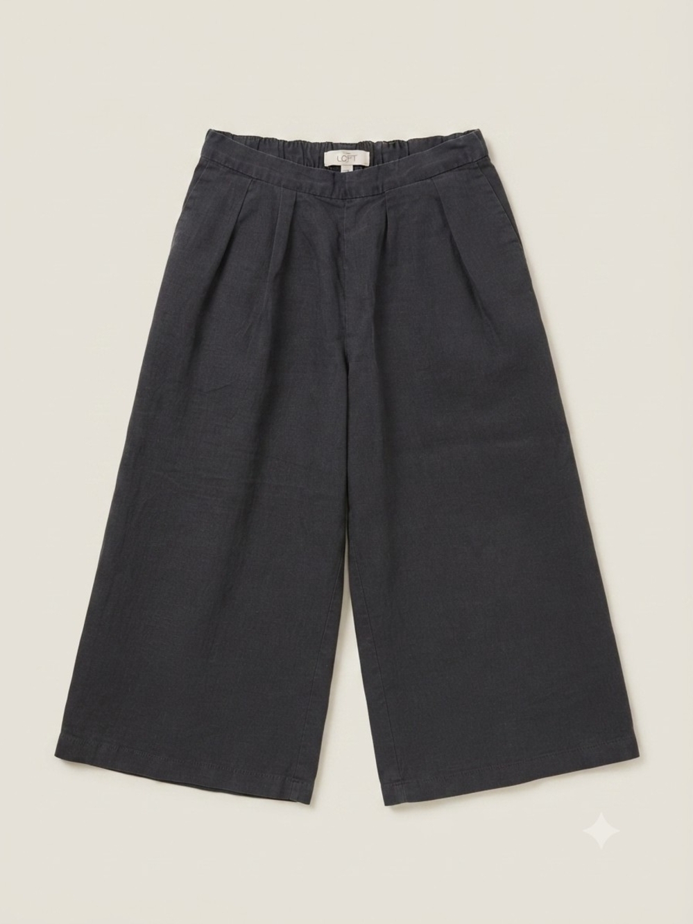 LOFT  Wide-Leg Cropped Chinos in Dark Charcoal